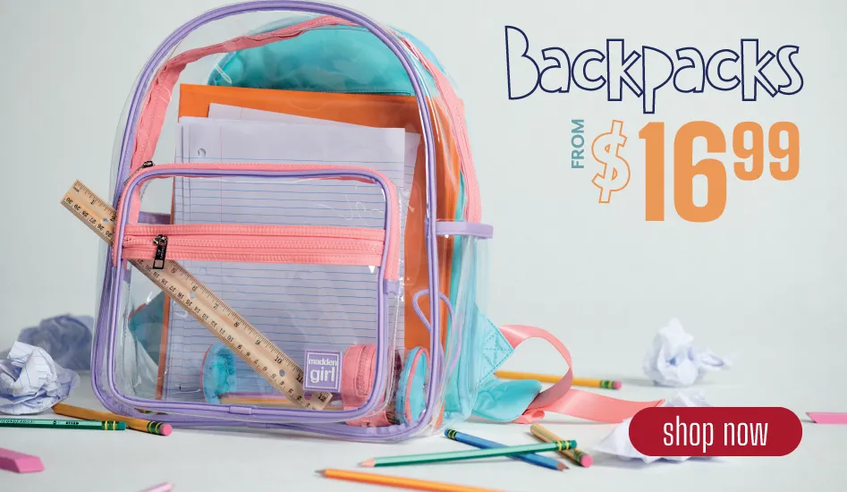 backpacks starting at 16.99