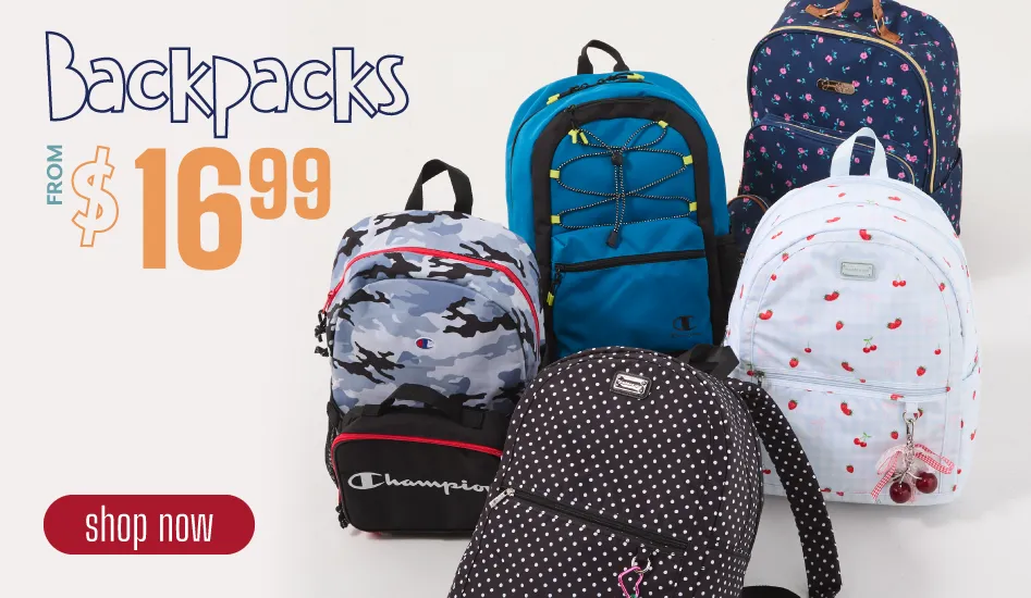 backpacks starting at 16.99